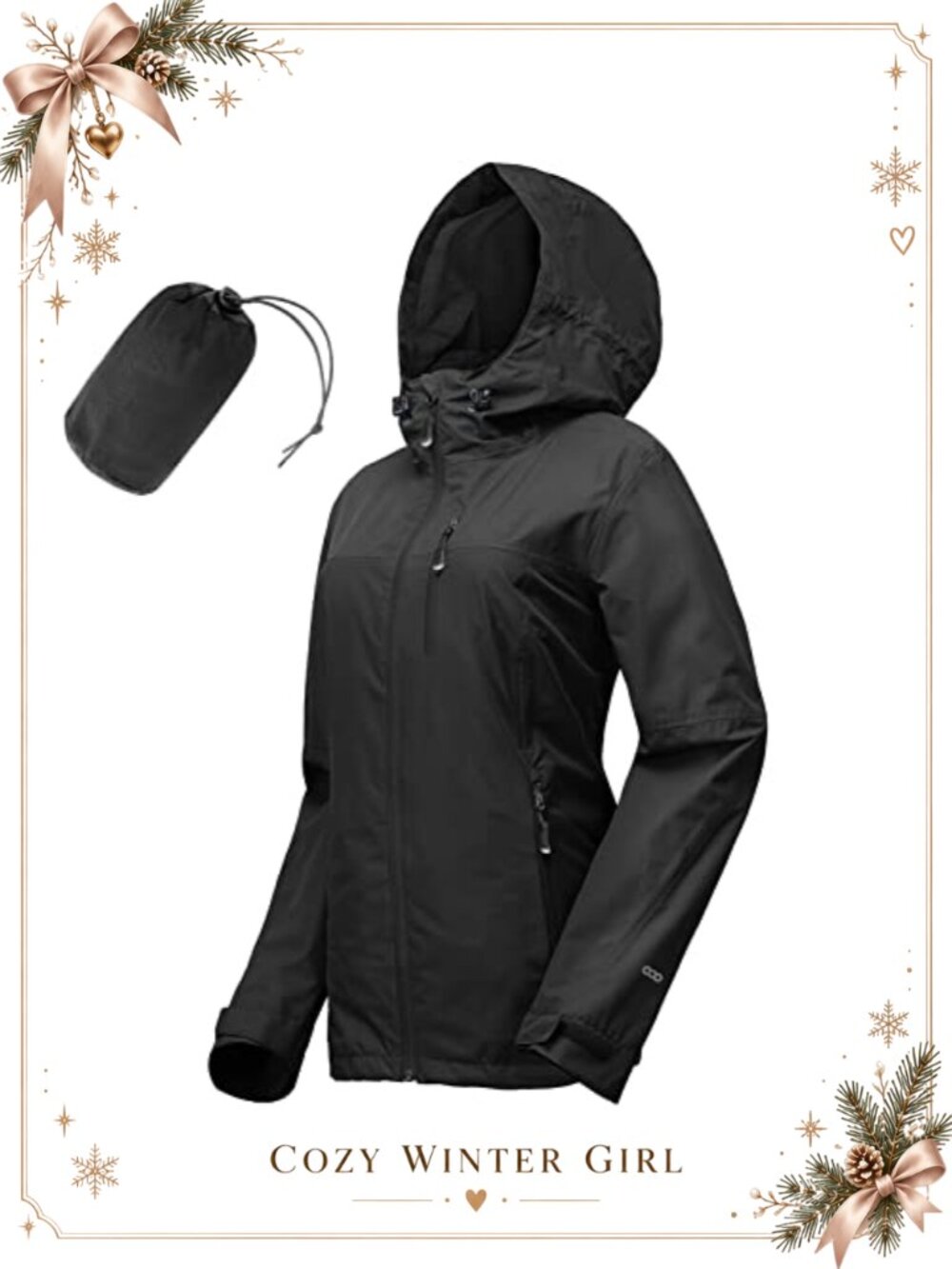 Packable Waterproof Rain Jacket with Hood Womens Outerwear
